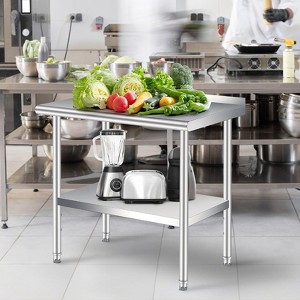 60x24 Inch Stainless Steel Work Table w/ Backsplash & Adjustable Shelf for Commercial Kitchen | Heavy Duty - 1 of 4