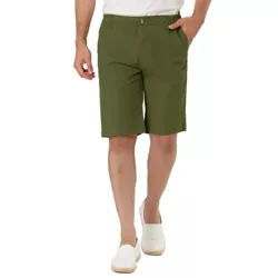 Lars Amadeus Men's Summer Slim Fit Shorts Flat Front Walk Chino Shorts Pants Green 30