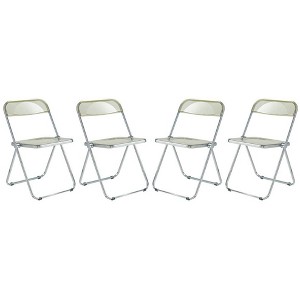 LeisureMod Lawrence Modern Acrylic Folding Dining Chair With Metal Frame Set of 4 - 1 of 4