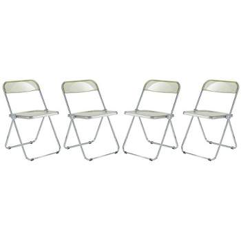 LeisureMod Lawrence Modern Acrylic Folding Chair With Metal Frame Set of 4
