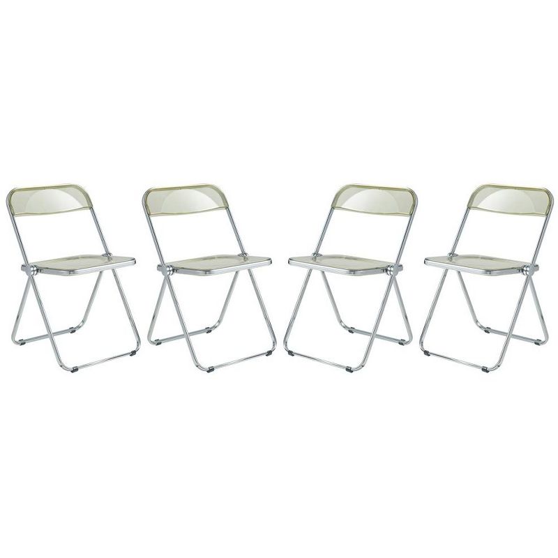 LeisureMod Lawrence Modern Acrylic Folding Chair With Metal Frame Set of 4, 1 of 9