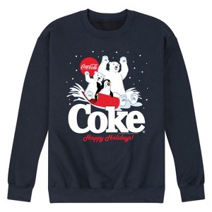 Men's - Coca Cola - Happy Holidays Sledding Graphic Fleece Sweatshirt - 1 of 4