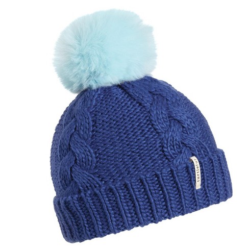 Turtle Fur Youth Girls' Lizzy Faux Fur Pom Beanie, Blue : Target