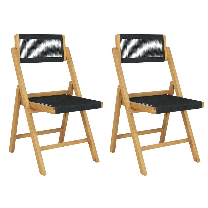 Olivier Coastal Modern Wood Roped Folding Chair with Adjustable Back - JONATHAN Y, 1 of 11