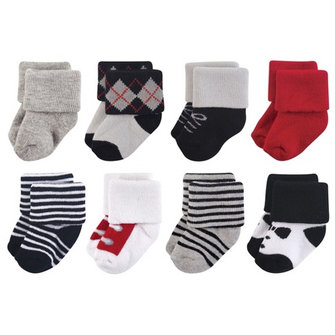 Hudson Baby Cotton Rich Newborn and Terry Socks, Boy Woodland