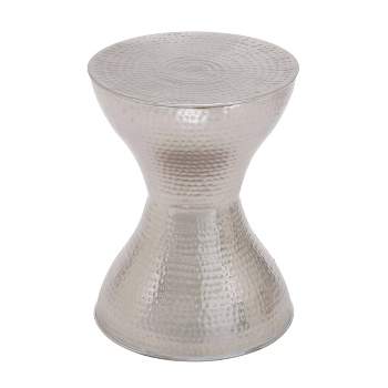 Modern Hourglass Hammered Metal Accent Table - Olivia & May