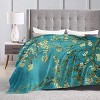 Luxurious Blue Branch Flannel Throw Blanket, Soft, Warm Polyester with Vibrant Floral Design, Cozy Living Room Decor, Christmas Gift. - 2 of 4