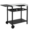 MOEPISY Outdoor Outdoor Bar Cart with Stainless Steel Tabletop, Kitchen Island with Wheels, 2 Tiers and Seasoning Shelf - 3 of 4