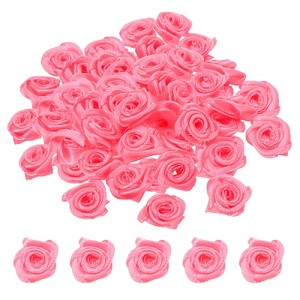 Unique Bargains Satin Fabric Decorative DIY Craft Embellishment Ribbon Roses 70 Pcs - 1 of 4