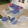 Garvee 5 Pieces Patio Furniture Set - Rattan Outdoor Sofa Set with Cushions, Wicker Sectional with Glass Coffee Table & Ottoman - 4 of 4