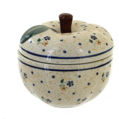 Blue Rose Polish Pottery Country Meadow Apple Baker