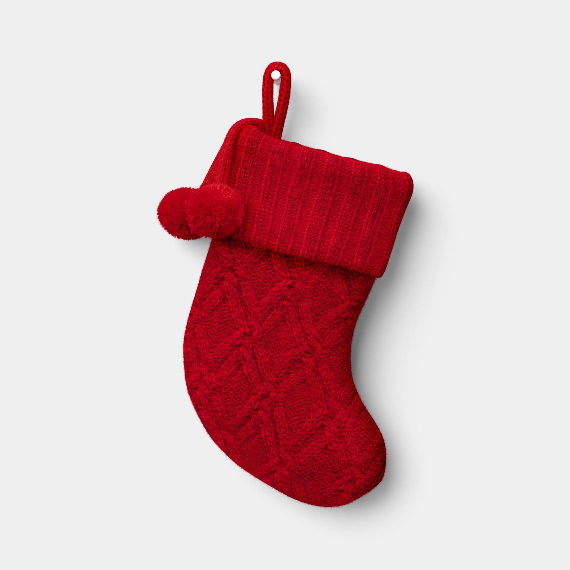 Cable Knit Mini Christmas Stocking Red - Wondershop™