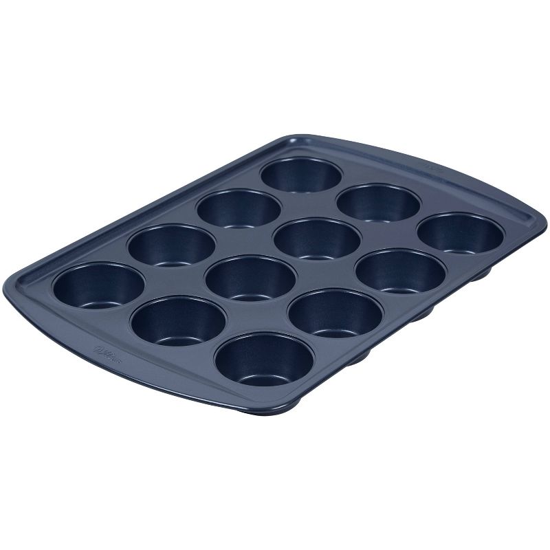 Wilton 12 Cup Diamond-Infused Non-Stick Muffin and Cupcake Pan Navy Blue, 5 of 7