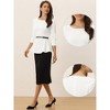 INSPIRE CHIC Women's 3/4 Sleeve Belted Elegant Business Work Peplum Top - 2 of 4
