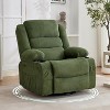 360° Swivel Recliner Chair, 3-Position Manual Recline Lounge Chair with Cup Holders & Side Pockets, Overstuffed Corduroy Fabric, Green - 2 of 4