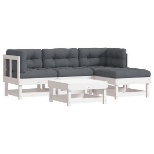 vidaXL Patio Lounge Set with Cushions Outdoor Furniture Set 5 Piece Solid Wood - White Pine - 1 of 4