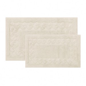 Knightsbridge All Season Traditional Chain Design 2 PC Cotton Bath Rug Set 17"X24" & 21"X34" White - 1 of 4