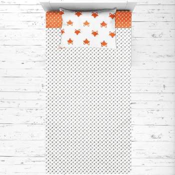 Bacati - Foxes Orange Gray 3 pc Toddler Bed Sheet Set