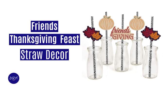 Big Dot of Happiness Friends Thanksgiving Feast - Friendsgiving Paper Straw Decor - Party Striped Decorative Straws - Set of 24, 2 of 8, play video
