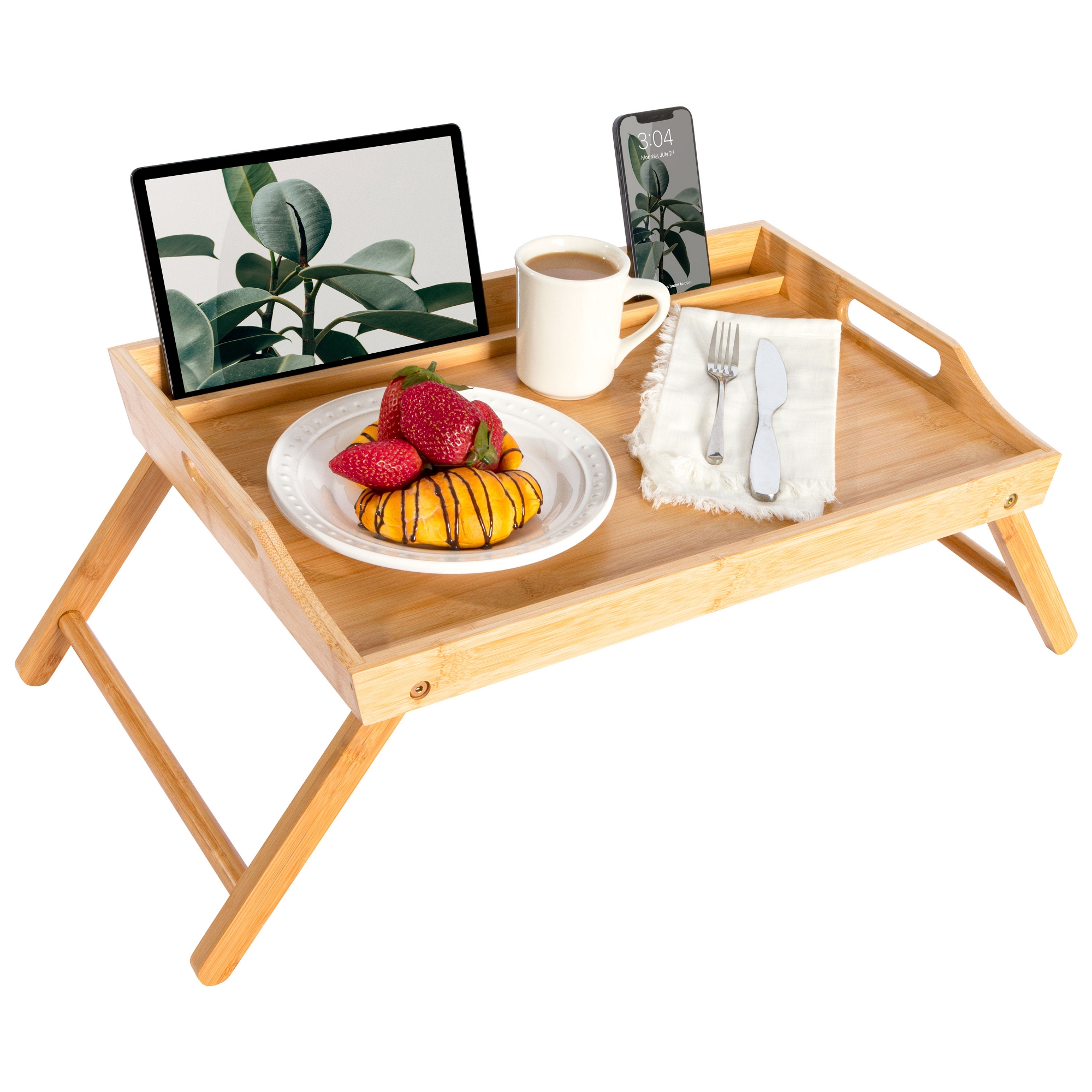 Rossie Home Bamboo Bed Tray, Natural, Large