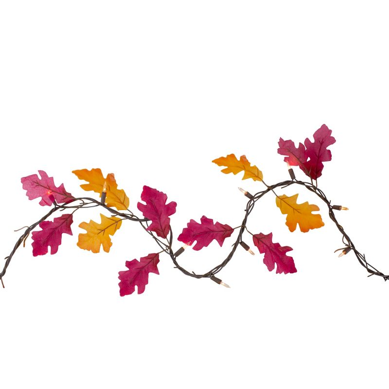 Northlight 35-Count Fall Harvest Leaves Mini Light Garland Set, 8.75ft Brown Wire, 1 of 4