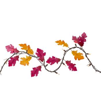 Northlight 35-Count Fall Harvest Leaves Mini Light Garland Set, 8.75ft Brown Wire
