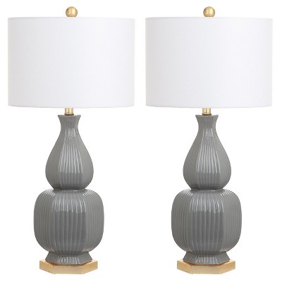 gold and grey table lamp