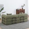 Convertible Sofa Couch with Cylindrical Pillows, Corduroy Folding Floor Sofa with Fixed-Shape Frame for Living Room-Maison Boucle - 3 of 4