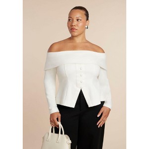 ELOQUII Fold Over Top With Front Button Detail - 1 of 4