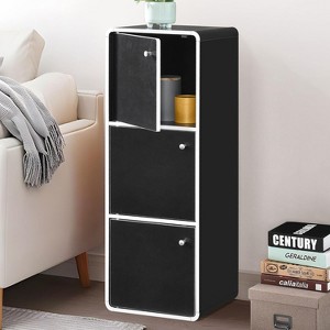 Kings Brand Furniture Dothan Wood 3-Cubed Closed Bookcase - Storage Shelf Organizer Bookshelf - 1 of 4