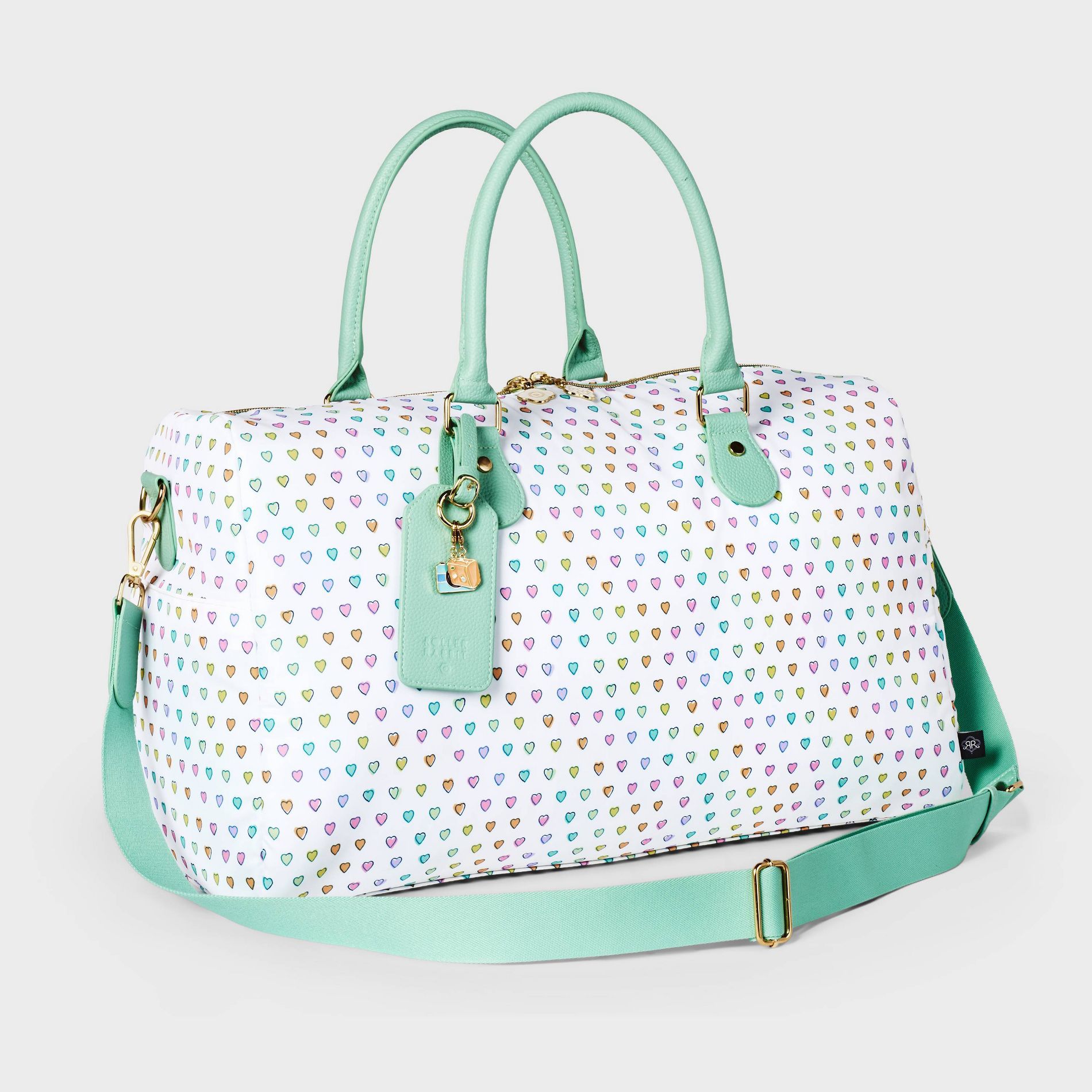 Disco Hearts Wave Softside Duffel Bag White/Teal - Roller Rabbit x Target