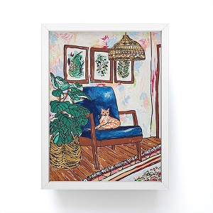 Lara Lee Meintjes Ginger Cat in Peacock Chair with Indoor Jungle of House Plants Interior Painting Framed Mini Art Print - Society6 - 1 of 3