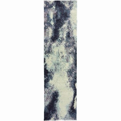 Oriental Weavers Evolution 8000B Navy/ Ivory Indoor Area Rug - 2'6" x 12'