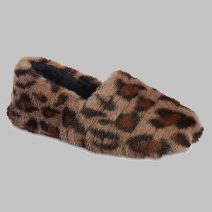 Isotoner Women's Shay Faux Fur Slip-on Slippers - Cheetah Brown - 1 of 4