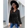 Coolmee Womens V Neck Button Down Peplum Tops Casual Long Sleeve Tie Front Blouses Shirt - 4 of 4