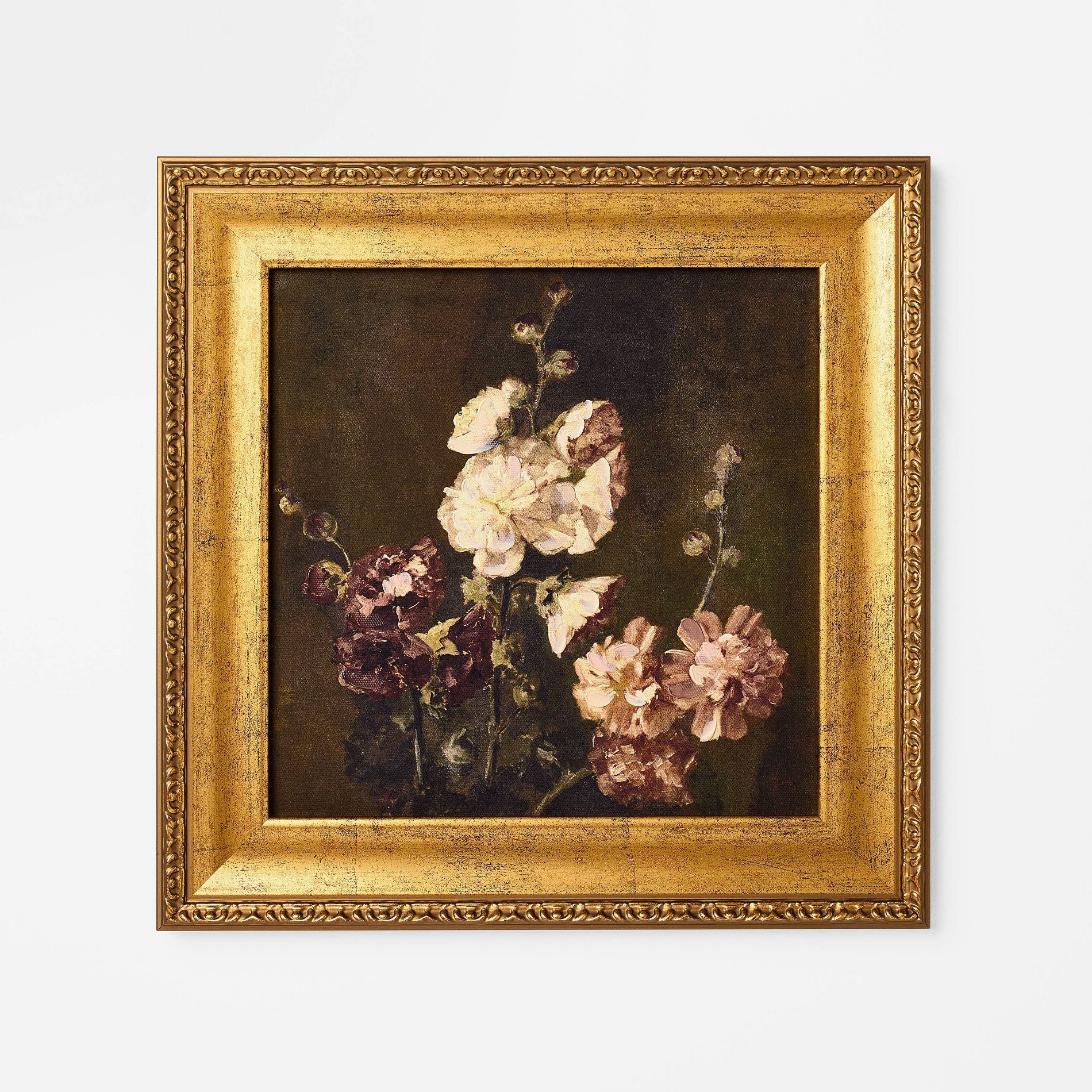 14"x14" Floral Framed Wall Art Gold - Threshold™ designed with Studio McGee
