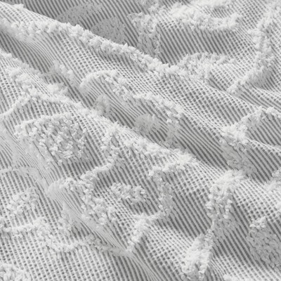 Gray and White Tufted Medallion Full/Queen Duvet Cover Set