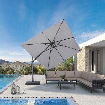 PURPLE LEAF Cantilever Patio Umbrella Outdoor Offset Umbrella with 3 Years Fade Resistance Recycled Fabric With Base