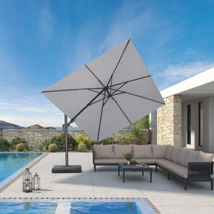 PURPLE LEAF Cantilever Patio Umbrella Outdoor Offset Umbrella with 3 Years Fade Resistance Recycled Fabric With Base - 1 of 1