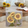 Saro Lifestyle Embroidered Sunflower Table Runner, 16"x72", Grey - 3 of 3