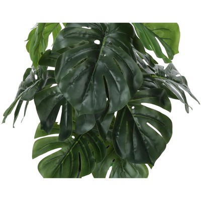 24" Green Monstera Artificial Indoor Floor Plant in Black Pot