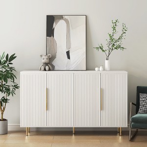 LIVAREEmlen White Modern Buffet Cabinet with Storage, Fluted Sideboard Large Buffet with Adjustable Shelves, Credenza, Accent Cabinet Console Table - 1 of 4