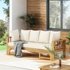 Akoasm Outdoor Extendable Spacious Seat Teak Wood Lounge Chair with Cushion for Garden & Courtyard-Apricot - 2 of 4