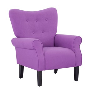 Erommy Mid Century Velvet Tufted Armchair, High Back Accent Chair - 1 of 4