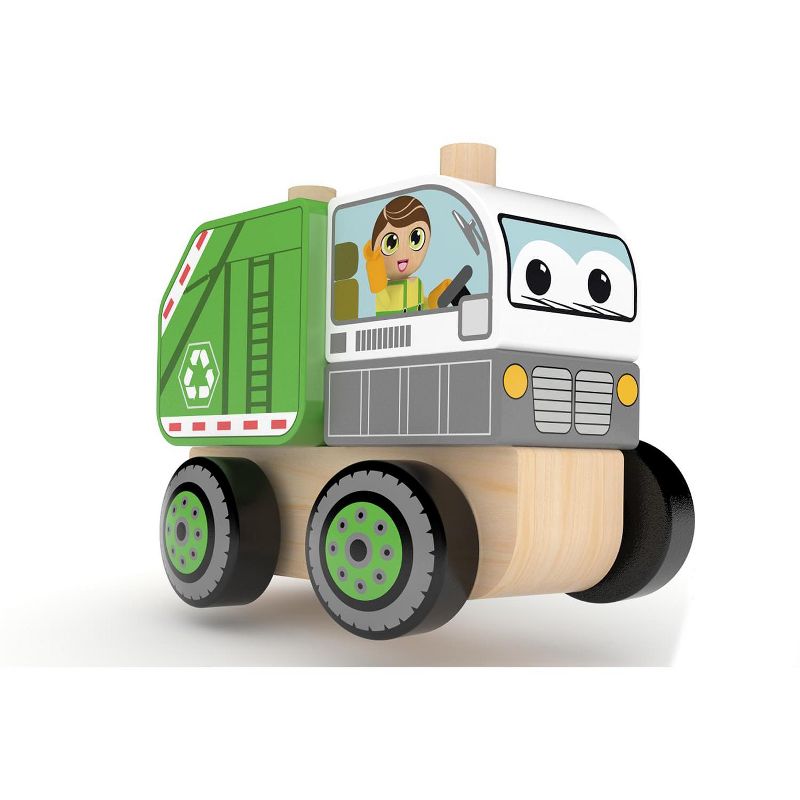 J’adore Garbage Truck Wooden Stacking Toy, 1 of 4