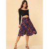 Allegra K Women's High Elastic Waist Belted Slit A-Line Midi Floral Print Skirt - 2 of 4