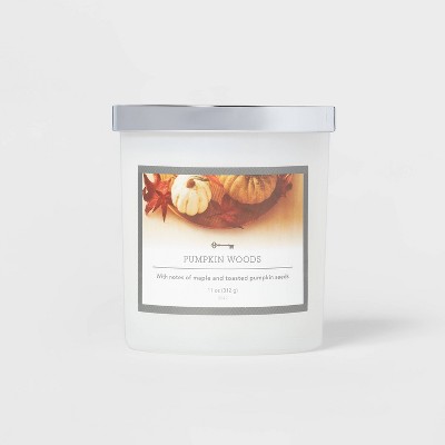 11oz Lidded Glass Jar 1-Wick Pumpkin Woods Candle White - Threshold™