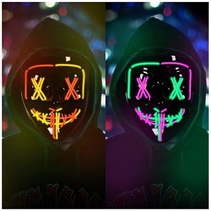 Garvee 2Pack Light up Mask LED Mask-Scary Masks, Glow Neon Mask Costume Mask with 3 Lighting Modes - 1 of 4