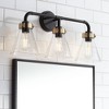 Possini Euro Design Trilogy Modern Wall Light Black and Brass Hardwire 25 3/4" 3-Light Fixture Seedy Glass for Bedroom Bathroom - 2 of 4