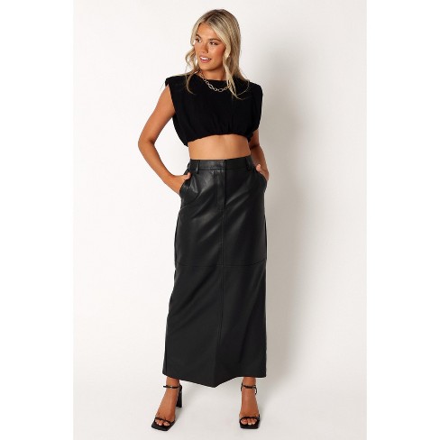 Petal And Pup Jade Faux Leather Column Skirt Black S Target